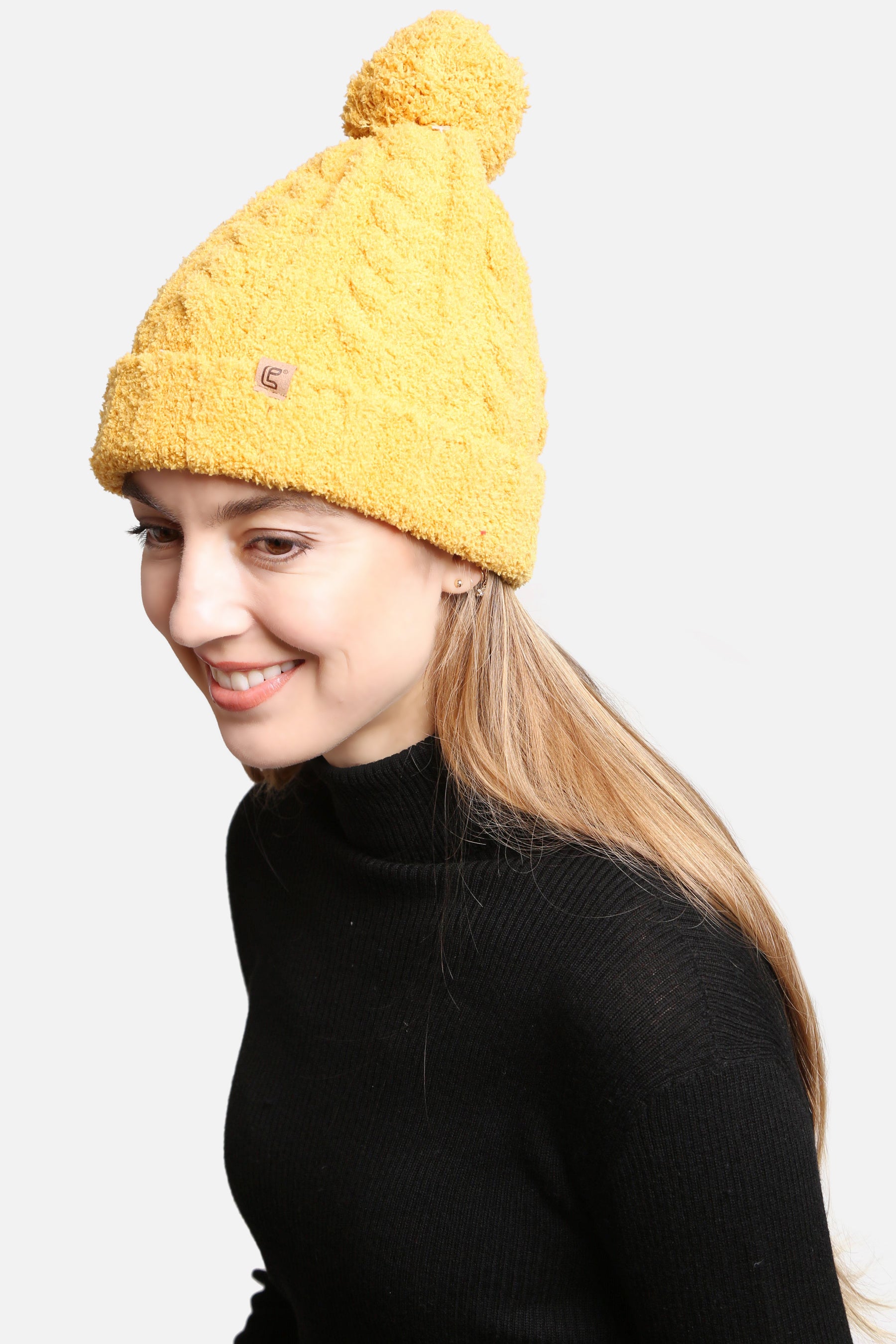mySundaze Cable Knitted Solid Microfiber Beanie Hat with Pom