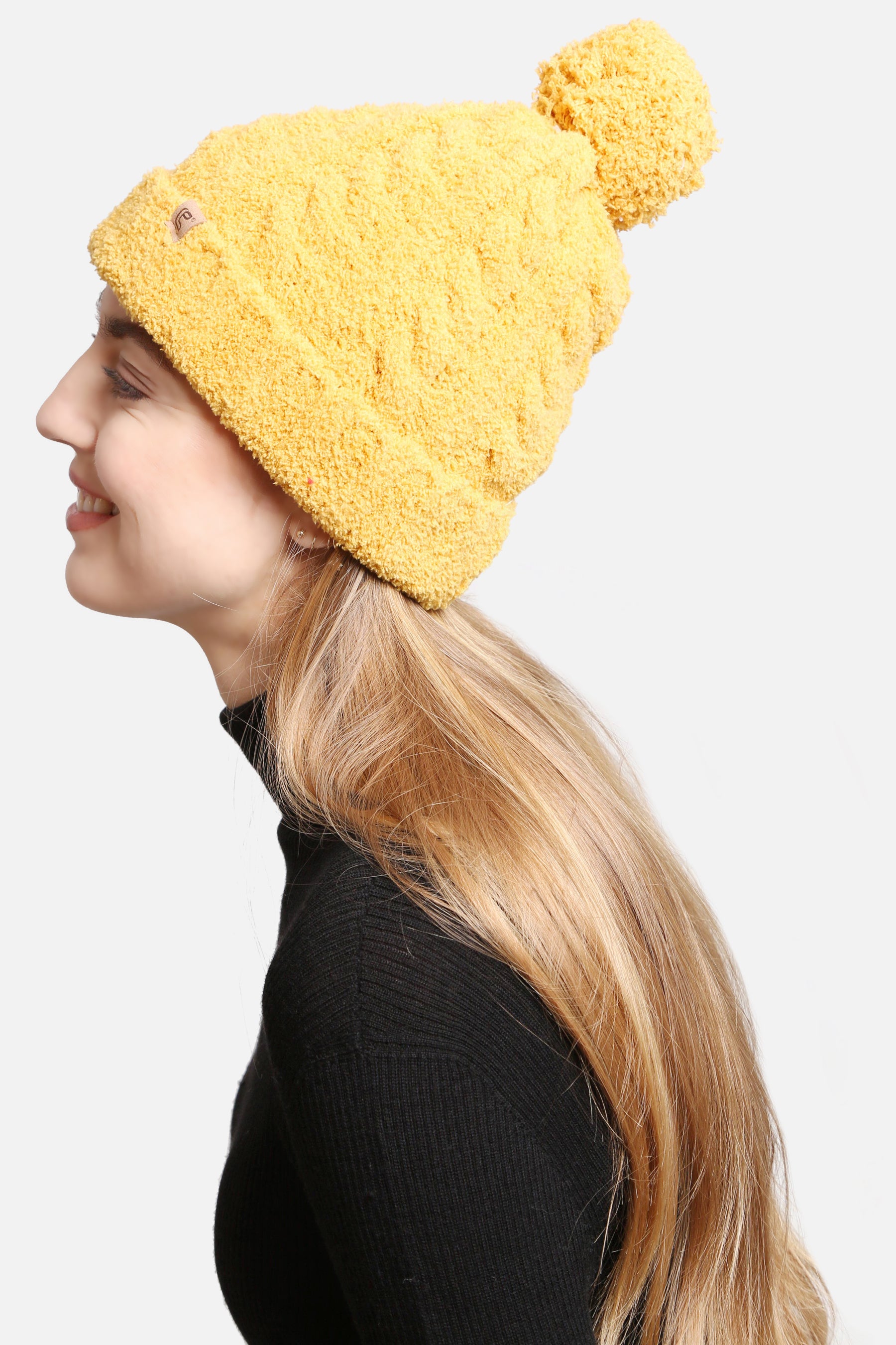 mySundaze Cable Knitted Solid Microfiber Beanie Hat with Pom