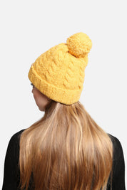 mySundaze Cable Knitted Solid Microfiber Beanie Hat with Pom