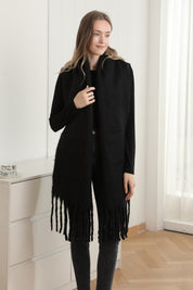 mySundaze Fuzzy Solid Oblong Scarf w/ Fringe