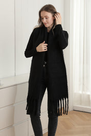 mySundaze Fuzzy Solid Oblong Scarf w/ Fringe