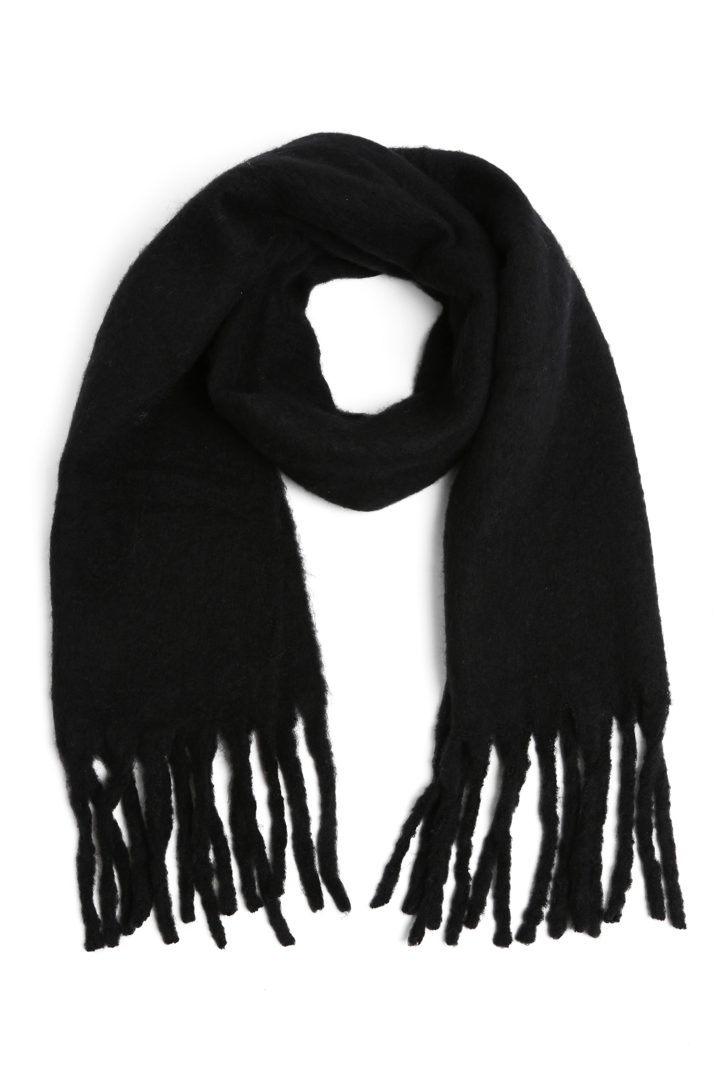 mySundaze Fuzzy Solid Oblong Scarf w/ Fringe