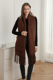 mySundaze Fuzzy Solid Oblong Scarf w/ Fringe