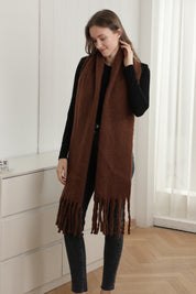mySundaze Fuzzy Solid Oblong Scarf w/ Fringe