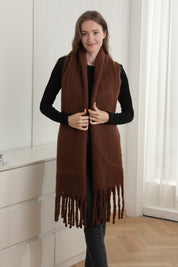 mySundaze Fuzzy Solid Oblong Scarf w/ Fringe