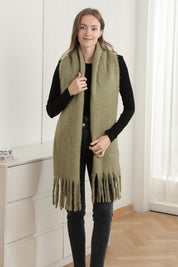 mySundaze Fuzzy Solid Oblong Scarf w/ Fringe