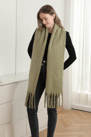 mySundaze Fuzzy Solid Oblong Scarf w/ Fringe