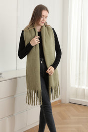 mySundaze Fuzzy Solid Oblong Scarf w/ Fringe
