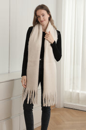 mySundaze Fuzzy Solid Oblong Scarf w/ Fringe