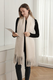 mySundaze Fuzzy Solid Oblong Scarf w/ Fringe