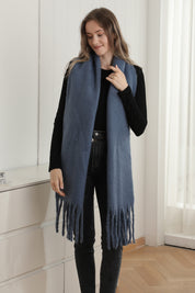 mySundaze Fuzzy Solid Oblong Scarf w/ Fringe