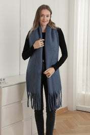 mySundaze Fuzzy Solid Oblong Scarf w/ Fringe