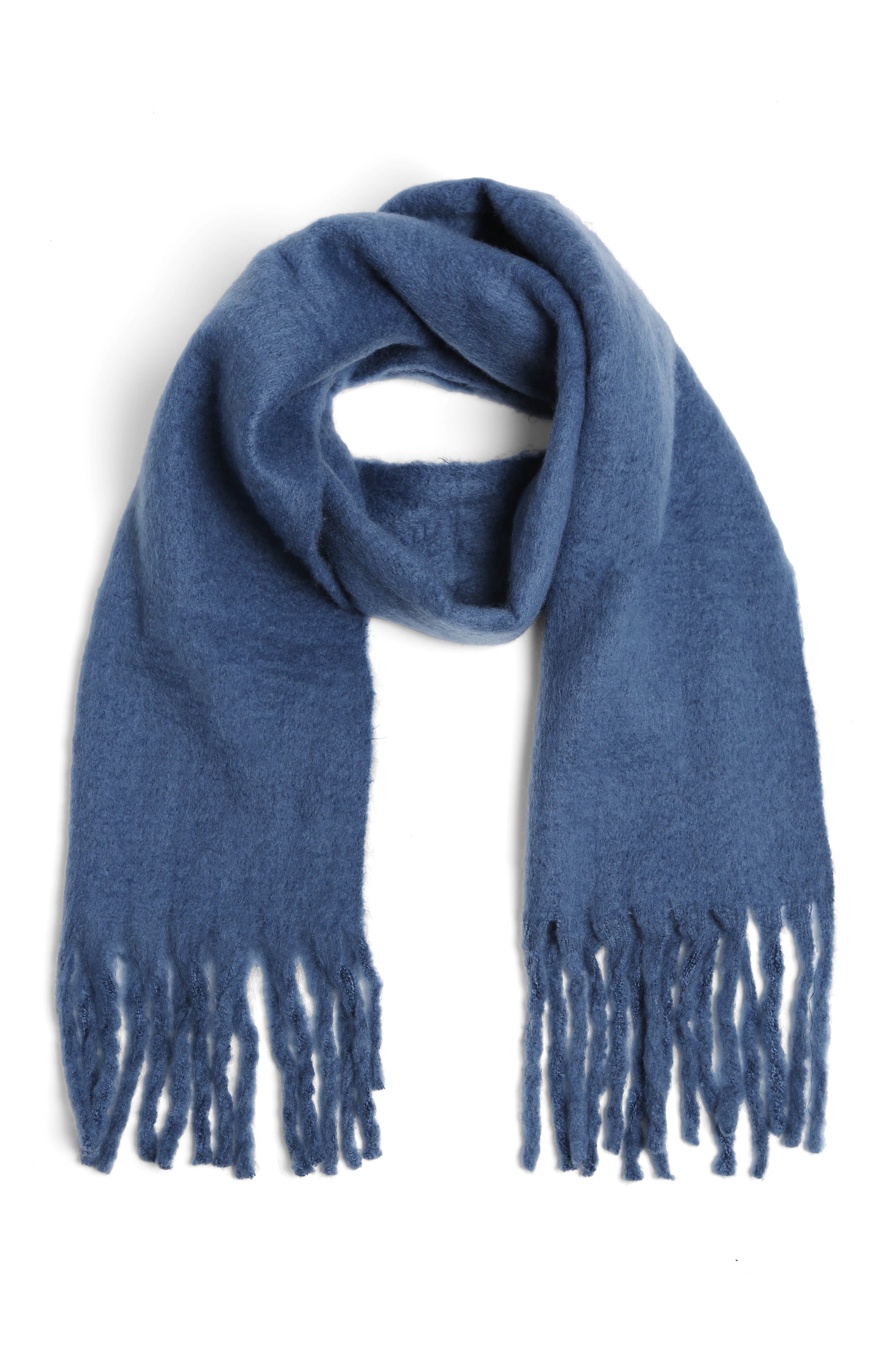 mySundaze Fuzzy Solid Oblong Scarf w/ Fringe