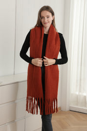 mySundaze Fuzzy Solid Oblong Scarf w/ Fringe