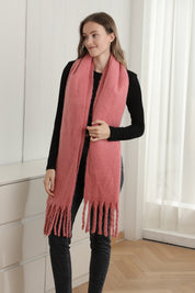 mySundaze Fuzzy Solid Oblong Scarf w/ Fringe
