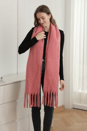 mySundaze Fuzzy Solid Oblong Scarf w/ Fringe