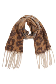 mySundaze Multi Color Fuzzy Leopard Print Scarf w/ Fringe